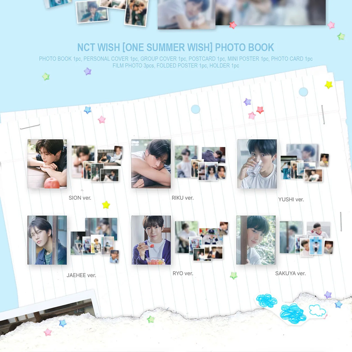 NCT WISH - 01 PHOTO BOOK / 2025 NCT WISH THE 1ST PHOTO EXHIBITION [ONE SUMMER WISH] OFFICIAL MD (6 VERSIONS) - Image 3